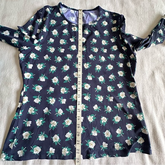 Draper James Lands End Shirt Set Womens M Blue Floral Long Sleeve Rash Guard Sun - Picture 4 of 11